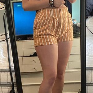 Orange and White Striped Shorts